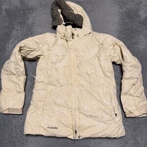 Columbia Titanium Down Coat Womens Large Patterned Winter Jacket Hooded Puffer